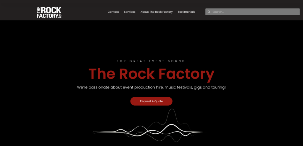 Screenshot of The Rock Factory website.