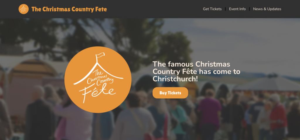 Website screenshot of The Christmas Country Fete